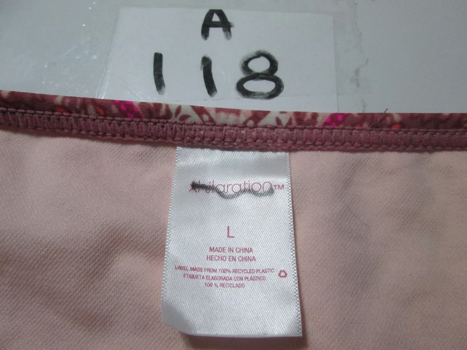 Xhilaration Womens Size L Bikini Bottom Coral Hipster Straps Side Paisley Swim - Image 4 of 4