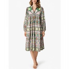 Farm Rio Amulet Embroidered Beaded Tassel Bohemian Midi Dress Size Small