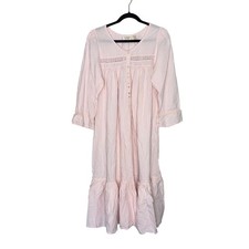 Victoria's Secret Nightgown Women Large Pink Excellent Cotton Lace Vintage Style