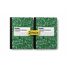 2x Staples Composition Notebook Green College Ruled 100 Sheets
