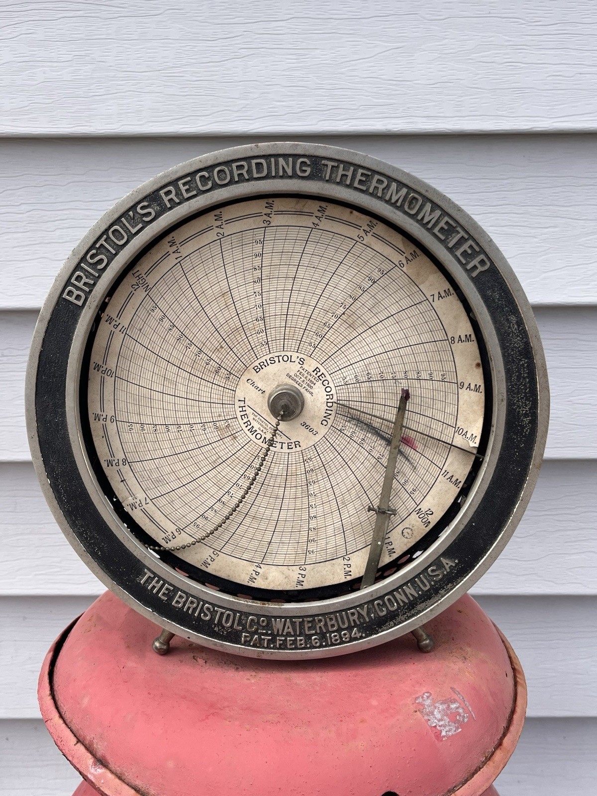 Bristol Recording Thermometer 68447 Waterbury Conn. Pat. 1894