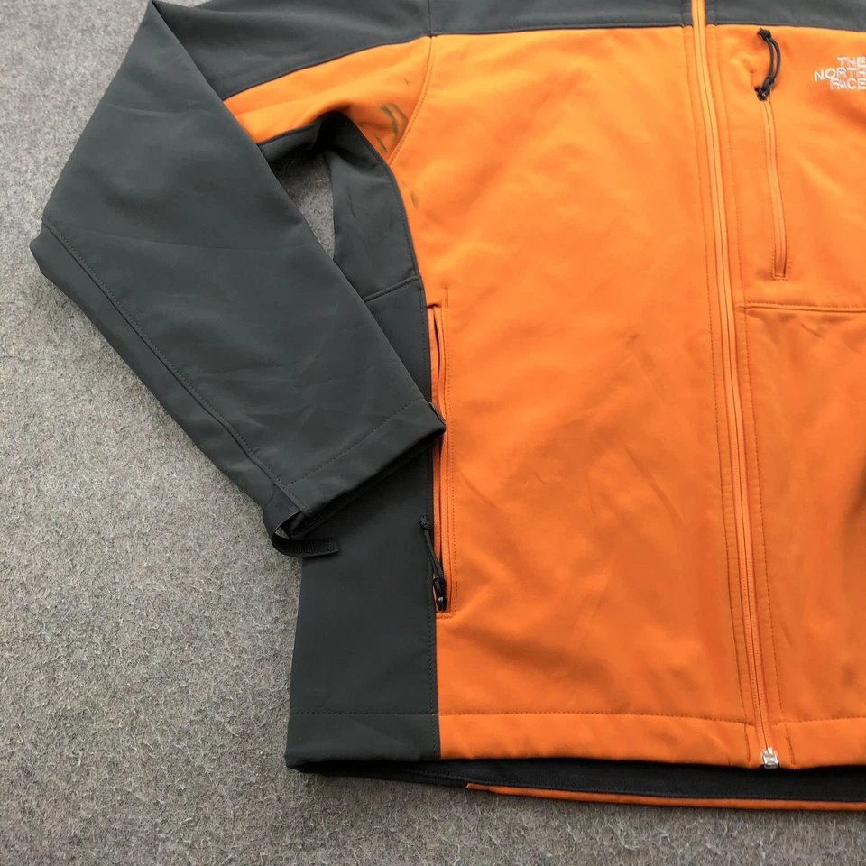 North Face Jacket Mens Medium Orange Gray Softshell Full Zip Outdoor Hiking Coat - Image 2 of 4