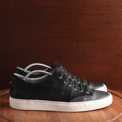 TCG Sneakers Mens SZ EU 49 US 16 BLK Cooper Leather Textured Modern Casual Shoes