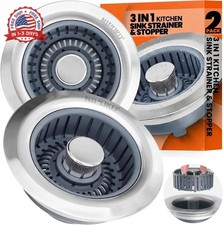 2 Pack Sink Drain Strainer - Sink Stopper, 3 in 1 Stainless Steel Kitchen Drain