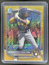 2025 Bowman Chrome Luis Pena Prospects Gold Shimmer Refractor #/50 Brewers