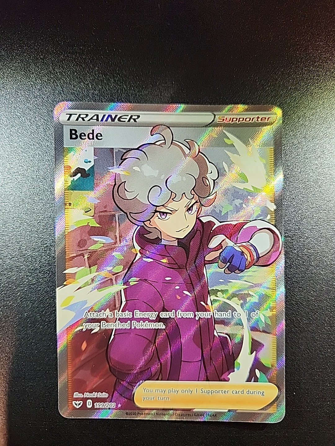Bede 199/202 Sword & Shield NM Full Art Ultra Rare Pokemon Card