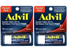2 Pack of Pocket Advil Pain Reliever / Fever 10 Count Pack 2