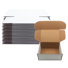 9x6x4 inch Shipping Boxes Set of 25, White Corrugated Cardboard Mailer Box