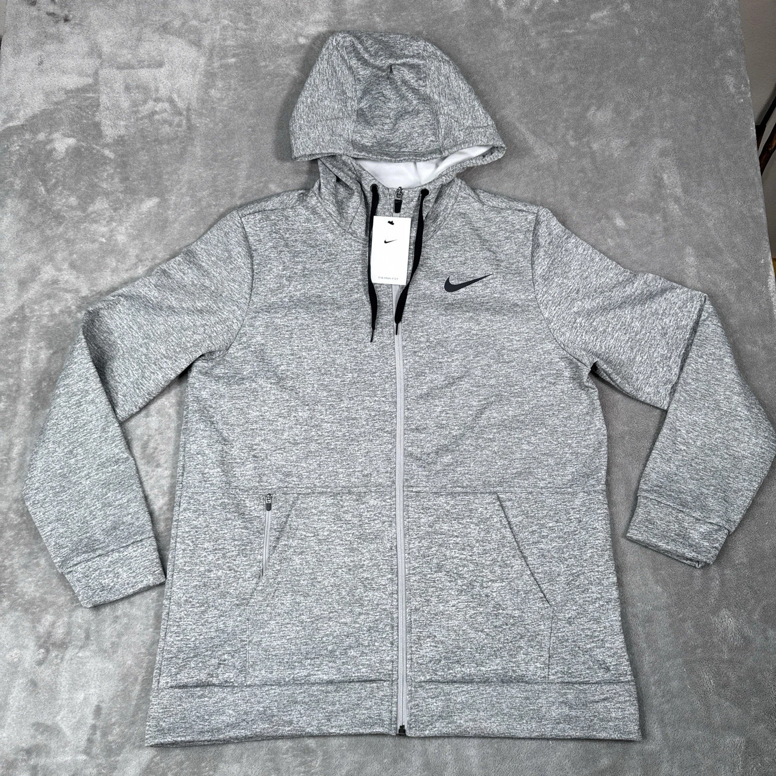 Nike Therma-FIT Full Zip Training Hoodie Mens Sz Large Charcoal Heather Gray