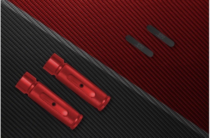 Repose-pieds passager arrière rouge noir 9cm compatible Yamaha TDM900 2004 2005 2006 à 2014 - 2