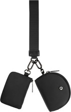 KeyChain Wallet Wristlet Wallets For Women Mini Zip Dual Pouch black black