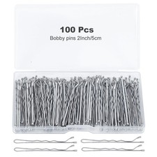 100Pcs Bobby Pins Silver Hair Pins Kit for Girls Premium Wavy Silver Bobby Pi...