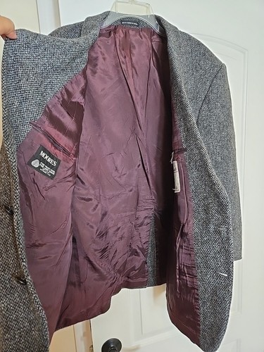 Vintage Moores Blazer Sport Jacket Mens 50 R Gray Blue Wool Harris Tweed - Picture 18 of 23