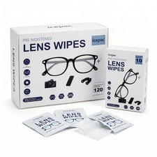 Pre-Moistened Lens Wipes 120 Count - 12 Travel-Friendly Boxes 10 Wipes per...
