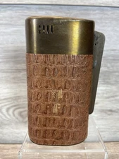 RARE Philip Morris Leather Remembrance Brown & Bigelow Table Lighter Vintage