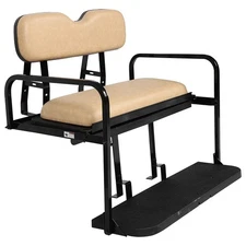 Rear Flip Seat Kit For EZGO TXT Golf Cart with Tan Cushions 1994.5 & Up