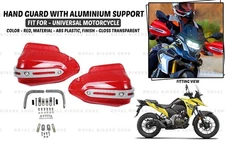 Red Hand Guard With "Aluminum Support Fit For Universal Motorcycle"