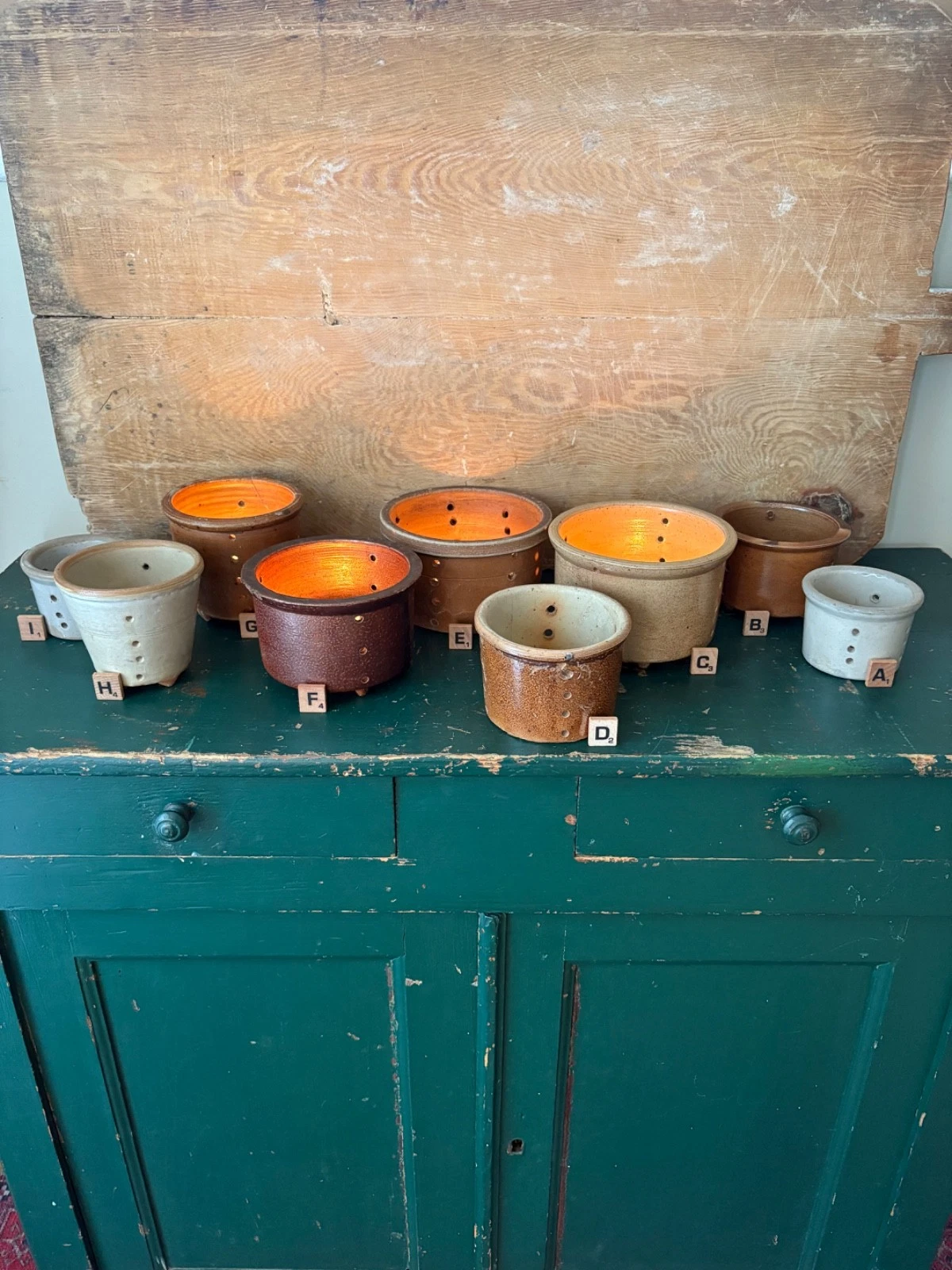 French Vintage Stone Faisselle Cheese Pots
