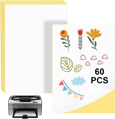 60 Blatt Sticker Papier Zum Bedrucken A4, Weiß Matt Stickerpapier Zum Selbst Dru