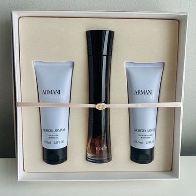 Armani Code Original Giorgio Armani Parfum 25oz SET 2.5oz Shower Gel Lotion READ