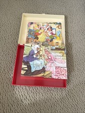 Vintage Puzzle Set, 12 Wooden Blocks, 6 Fairy Tale Scenes Princess