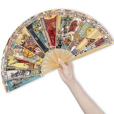 Oversized Classic Bamboo Folding Hand Fan Portable Summer Outdoor Rave Tarot Fan
