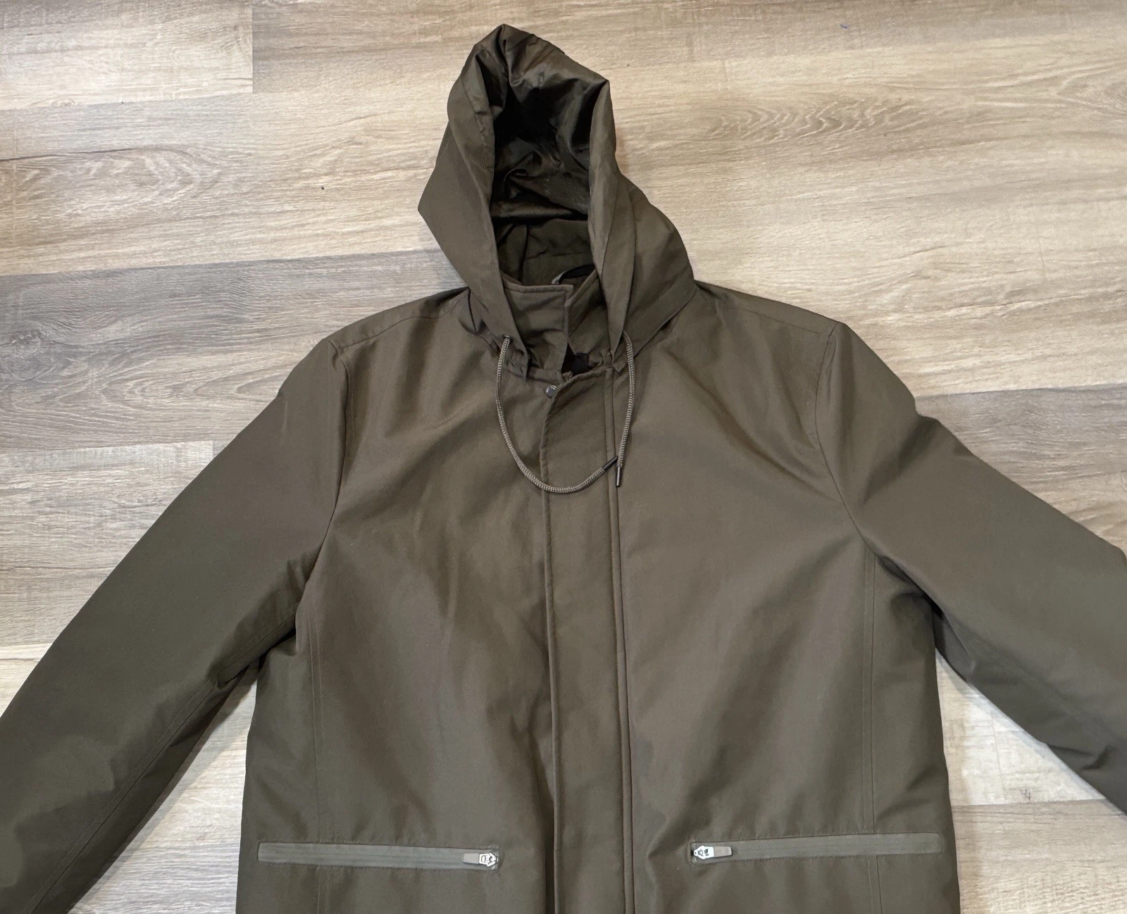 Andrew Marc Men's Mac Style Jacket Sz M Olive Green Removable Hood Gorpcore image 6