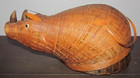 Vintage Chinese Shanghai Woven Bamboo Wicker Ratan Rhino Rhinoceros 5.25" x 9" — photo 1