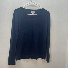 J. Crew Teddie Classic Blue Crew Neck Sweater 100 Cotton Sz S Preppy Basic