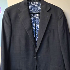 Ted Baker Grey Check Single-Breasted Tuxedo Suit Jacket Notch Lapel 38in