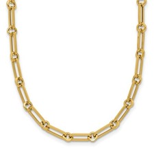 14k Yellow Gold Polished Fancy Paperclip Link Necklace