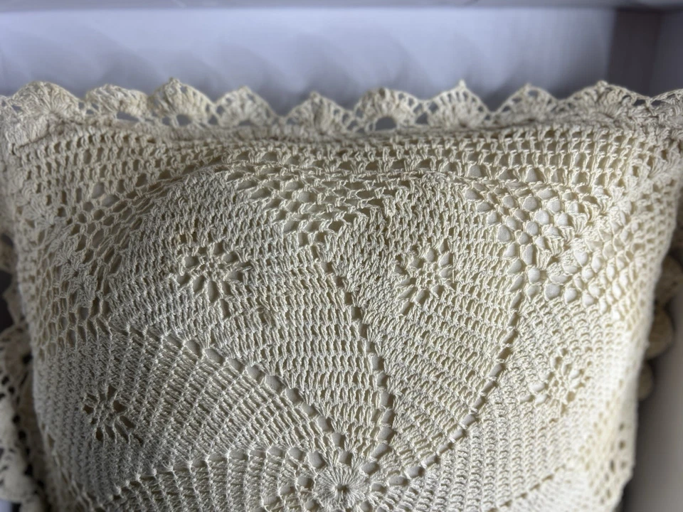 Винтажный ручной работы крючком кружева наволочка чехол плед подушка бабушка Cottagecore - Изображение 2 из 4