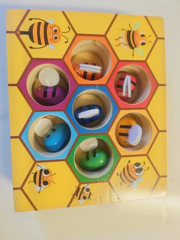 趣味蜜蜂采摘玩具儿童手工抓训练木制游戏蜜蜂 7 件 A21 — 第 2/4 张图片