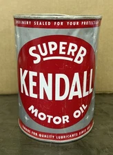 Vintage Kendall Superb Motor Oil Can Empty Quart Oil Can