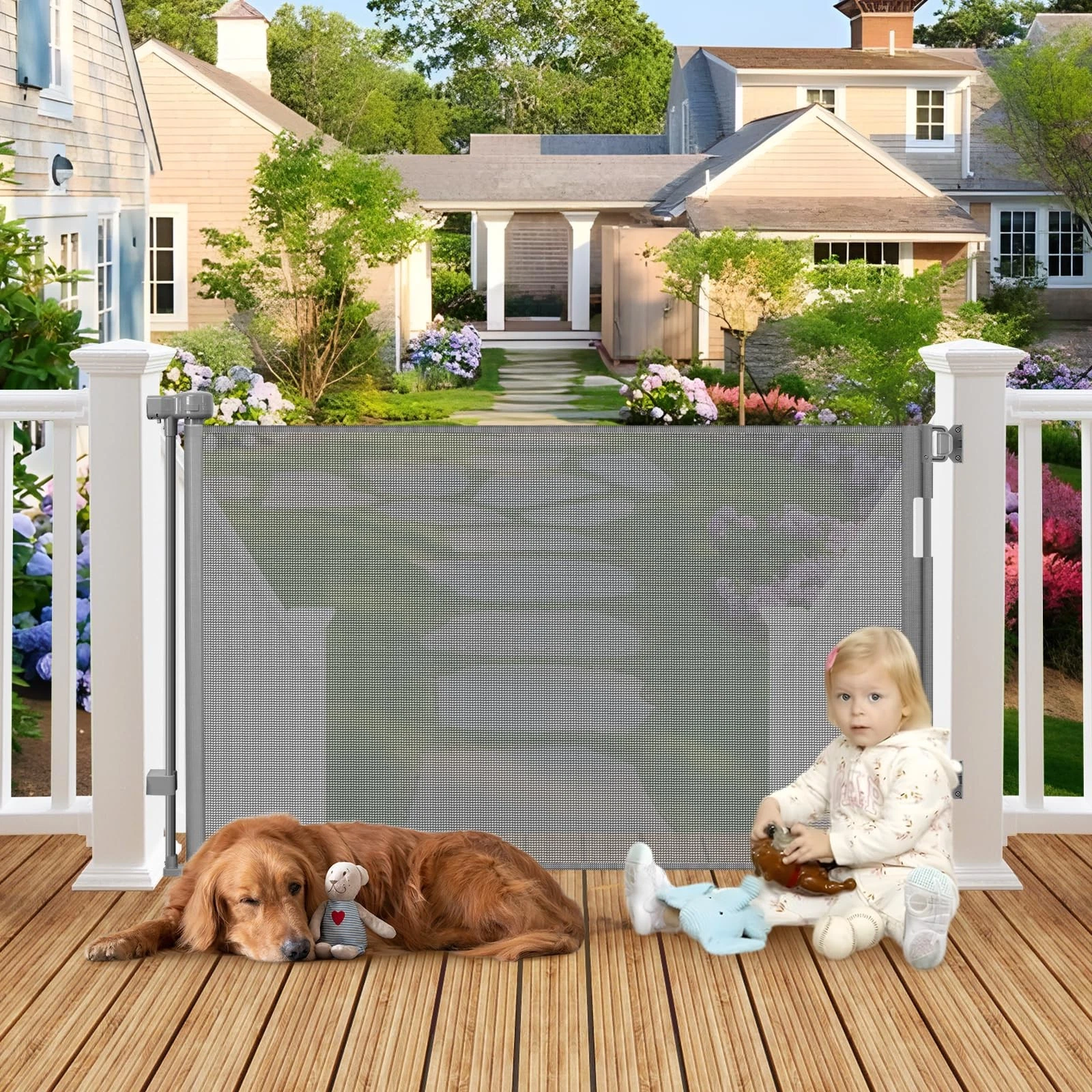 Weatherproof Outdoor Retractable Dog Gate for Deck w No Rust Stainless Steel
Opens in a new window o