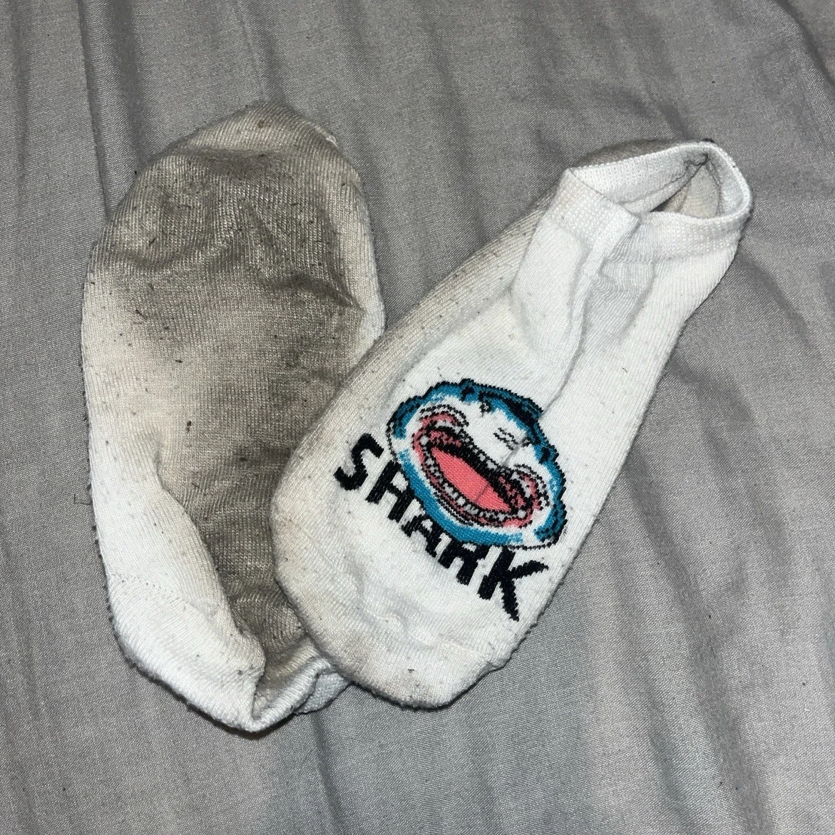 Women’s White Ankle Socks Shark Graphic Print One Size 1 Pair