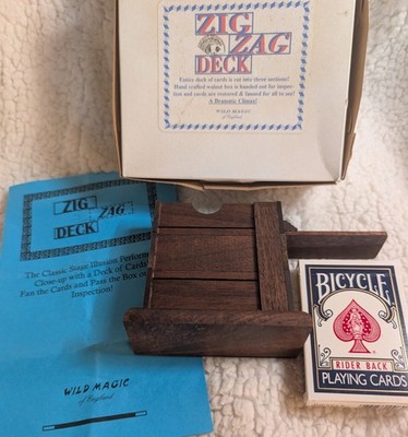 Scarce Wild Magic of England Beautiful Wooden Zig Zag Deck Case Magic Trick Rare