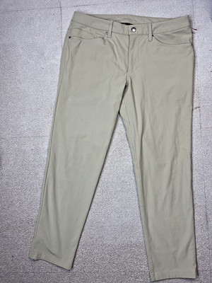 Lululemon ABC Slim Pant Mens 33 Khaki Warpstreme Stretch 5 Pocket Travel