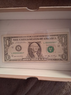 #ad 2009 LOW Serial Number Low Production 1 Dollar Bill Fancy Binary $800.00