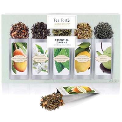 Tea Forte Single Steeps Loose Leaf Tea Sampler, Assorted Variety Tea Box, 15 ...