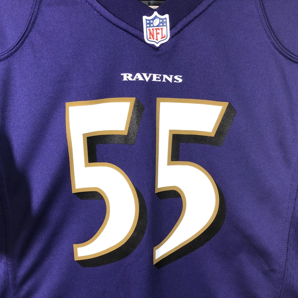 Camiseta deportiva juvenil Baltimore Ravens Nike Terrell Suggs #55 NFL On Field L 14-16 púrpura Foto 3 de 4