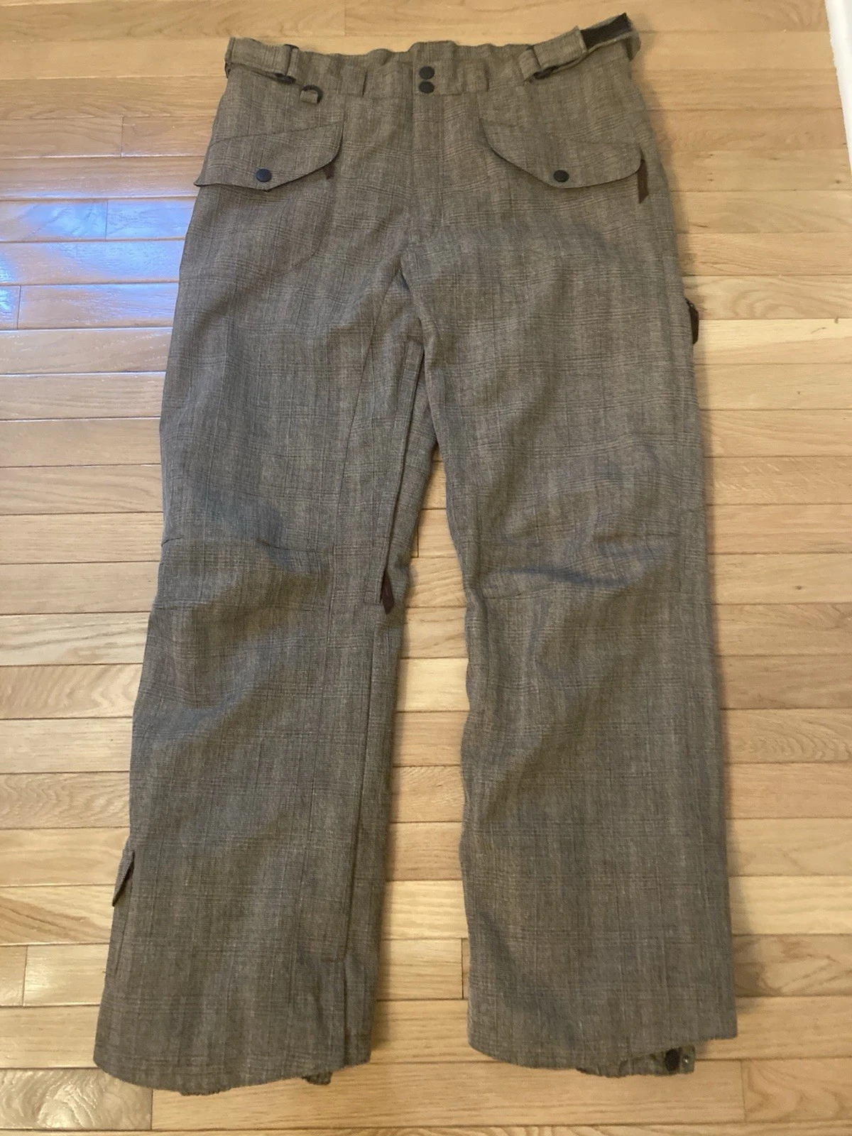 Body Glove Snowboard Pants Mens XL Brown Plaid Waterproof Insulated w/ Pockets