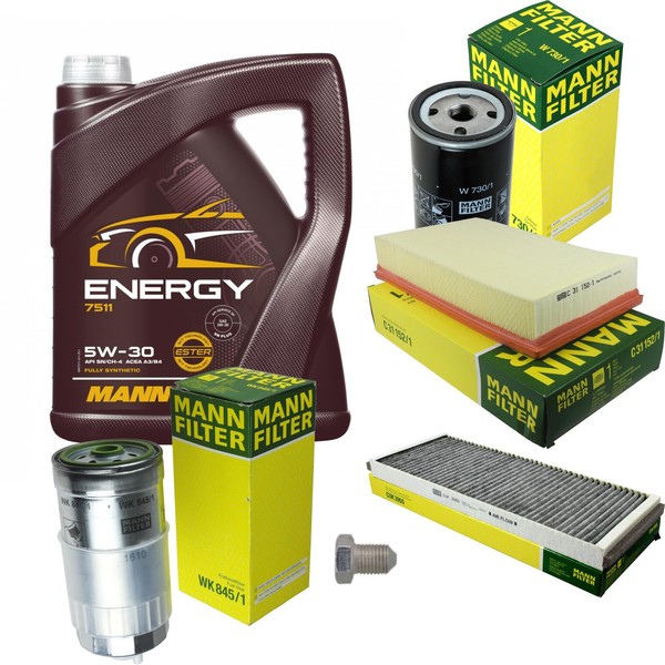 Mann Inspektionspaket Filterset 5L Mannol Energy 5W-30 FüR Audi 80 1.9 TDI-image