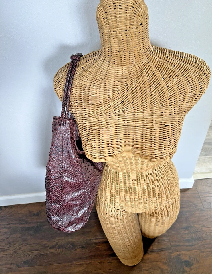 Auténtico bolso hobo vintage de piel de serpiente de pitón artesanal hecho a mano Milán Ita Foto 2 de 4