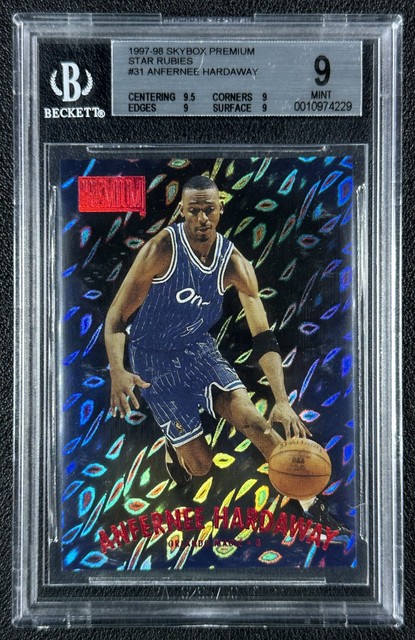 ANFERNEE PENNY HARDAWAY BGS 9 1997-98 SKYBOX PREMIUM #31 STAR RUBIES MINT 35/50