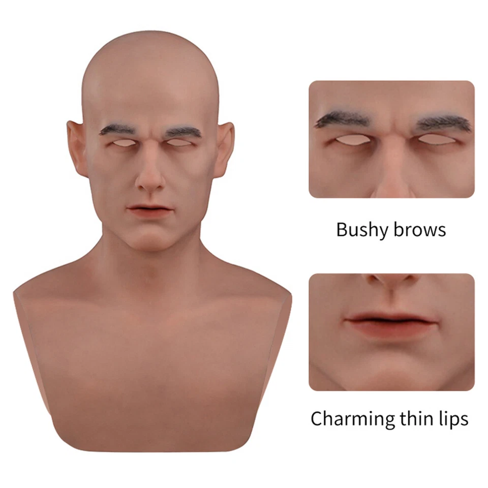 Avi Realistic Silicone Mask Full Headwear Men Mask for Crossdresser Halloween - Image 2 of 4