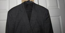 JOS. A. BANK Men's 46 Reg Blazer Sport Coat Gray Blue Plaid Tailored Fit Wool