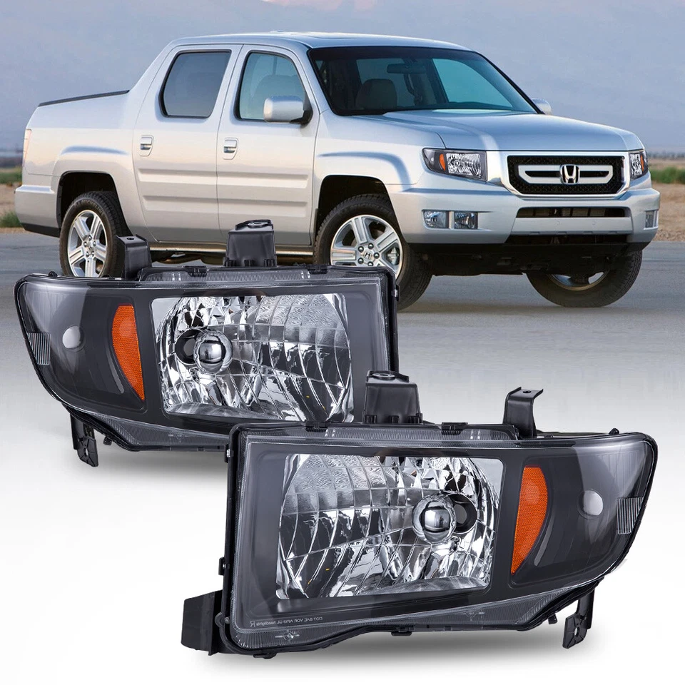 Conjunto de faros para Honda Ridgeline 2006-2014 par negro ámbar Foto 3 de 4