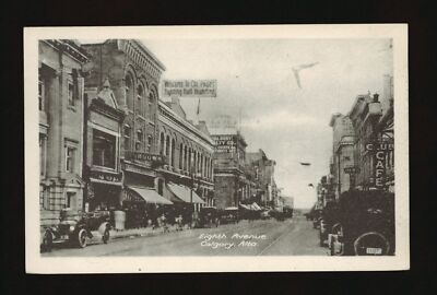 Eighth Avenue Calgary Alberta the storefronts and parked cars alo- Old Photo