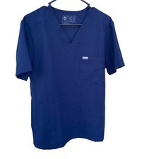 Figs ladies scrub top, navy, v neck, pocket on top, polyester, size medium